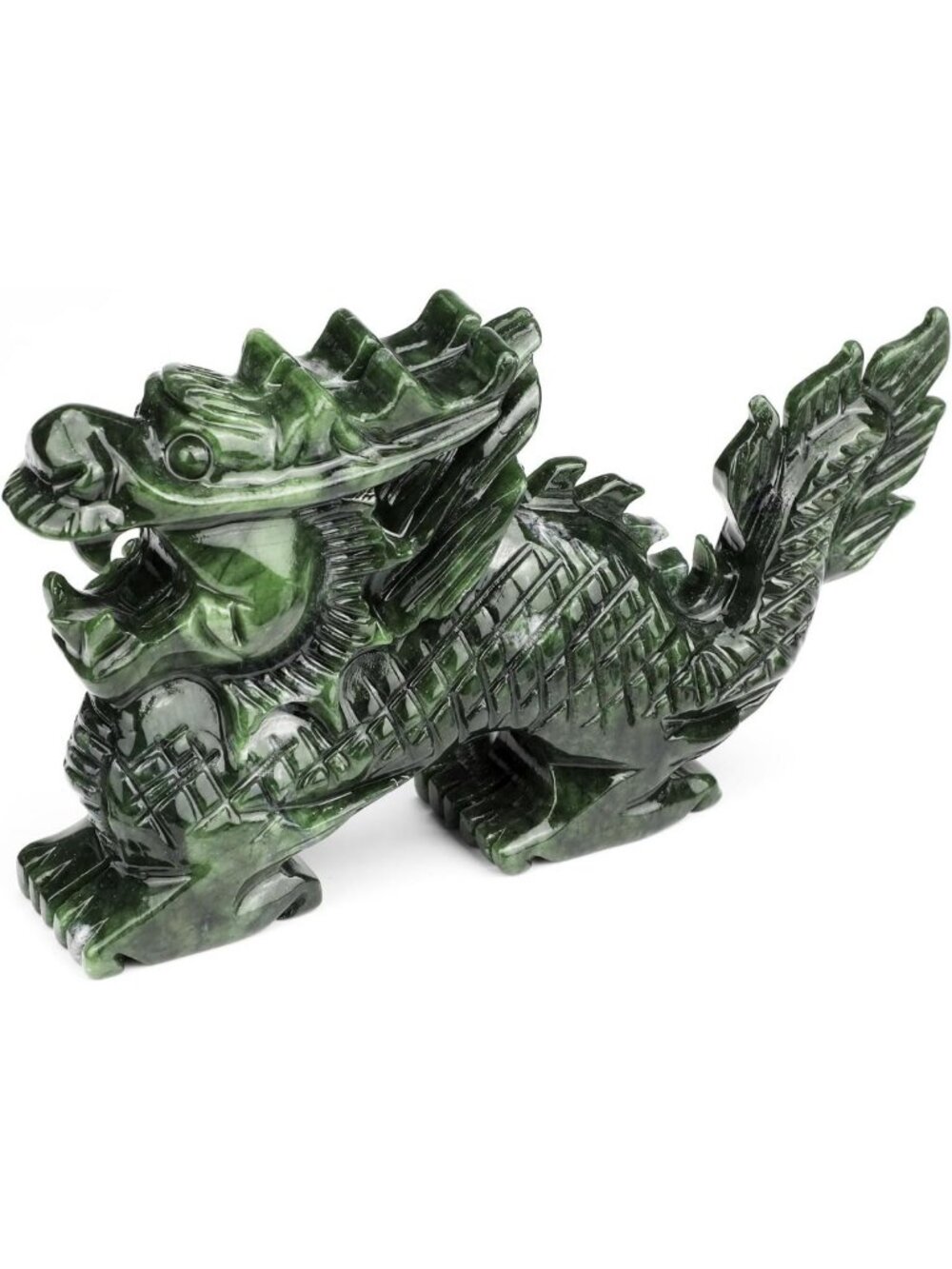 5.3 Inch Dragon Jade Statue - Chinese Zodiac Feng Shui Sculpture for Home Decor